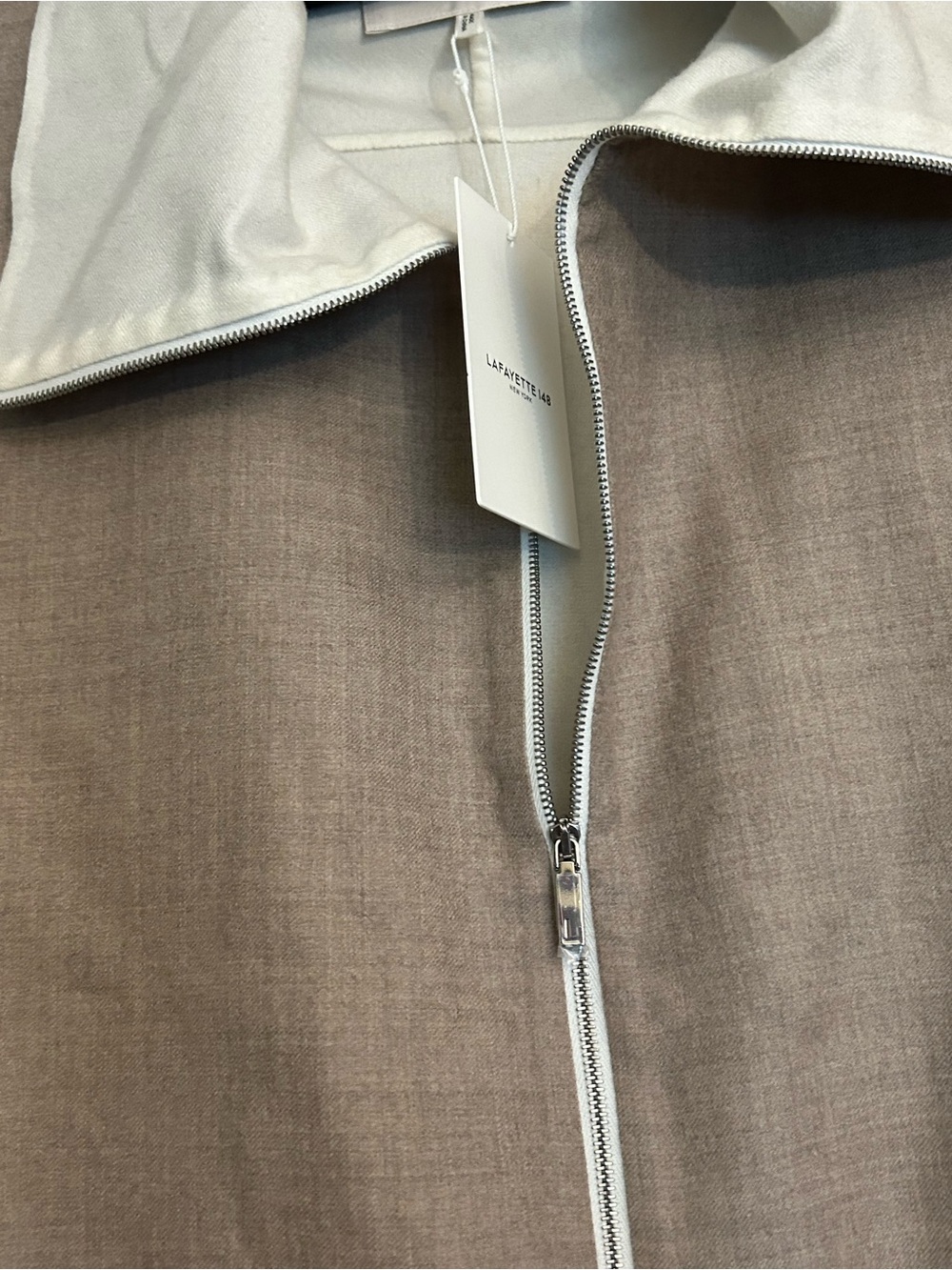 Lafayette 148 New York Wool/Silk Jacket in Hickory Melange/ Cloud - Picture 9 of 10